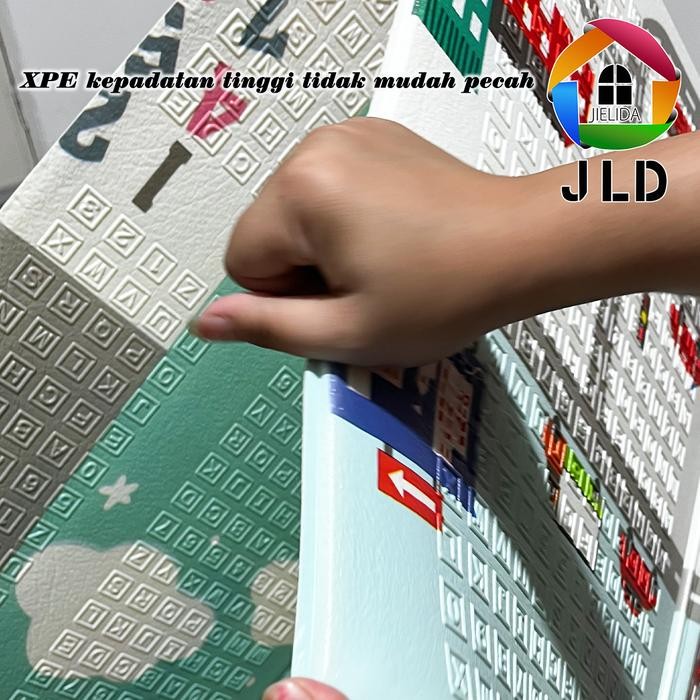Jielida Matras Bayi 180X200 Cm Playmat Bayi Karpet Lipat Anak/Bayi Tikar Lipat Foam Dua Sisi Gambar