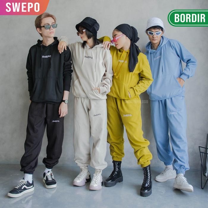Coatelle- Swepo Satu Set Hoodie Jumper + Jogger Swepo Size M- Xxl (Pria &Wanita) Sweater Polos