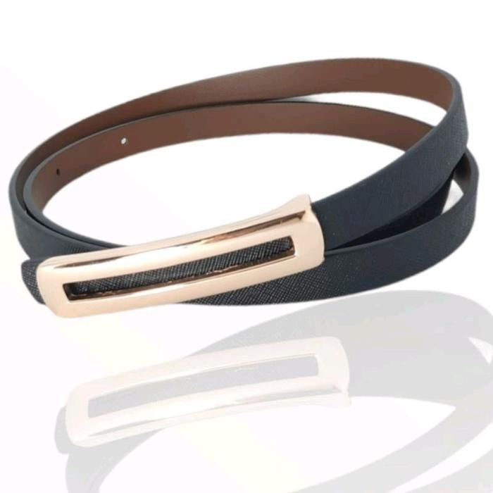 Outiva- Big Size/Jumbo Ikat Pinggang Wanita Kulit Pu /Belt Dress/Belt Belt Besi Gold Coklat