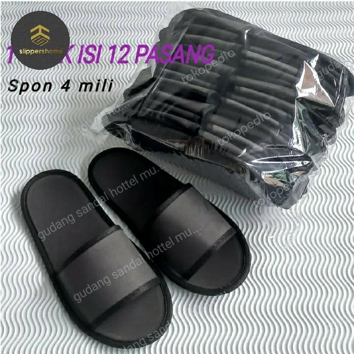 1 LUSIN slippers /sandal hotel /sandal lantai/ sovenir dll hitam polos