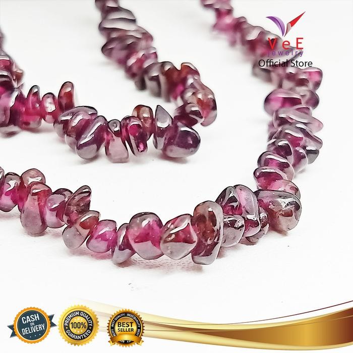Clavie- Kalung Batu Giok Asli Cina Kerikil Coklat 90Cm - Vee Kalung Batu Alam