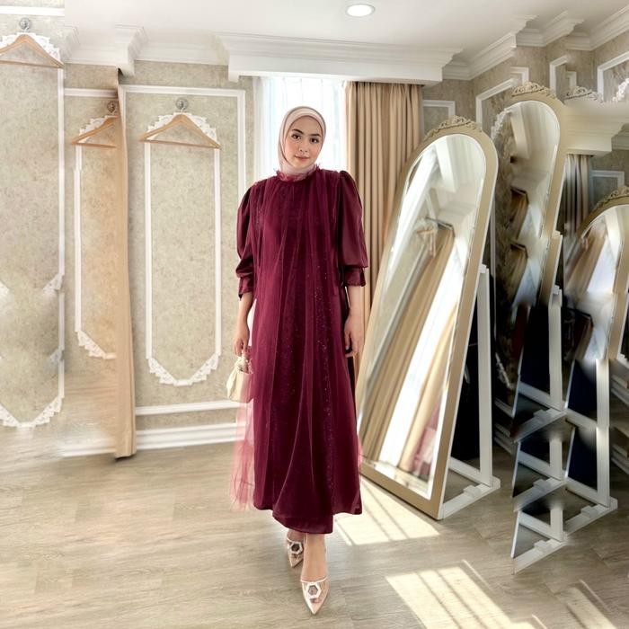 Trenatik- Vanila Dress Brukat Kondangan Gamis Pesta Tulle Busui Friendly Mewah Muslim Silk