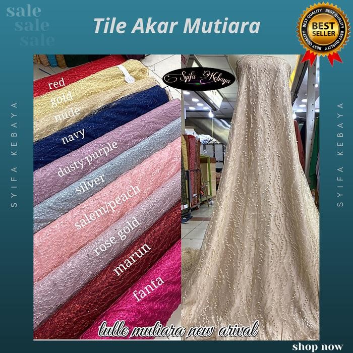 Trenatik- Kain Tile Akar Mutiara Gliter. Bahan Kebaya Modern Among Tamu, Dress