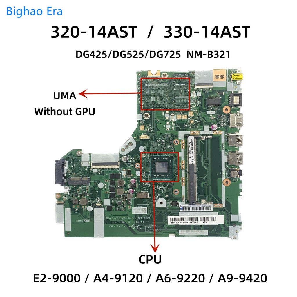 NM-B321 For Lenovo Ideapad 320-14AST 330-14AST Laptop Motherboard With AMD E2-9000 A4 A6 A9-9420 CPU