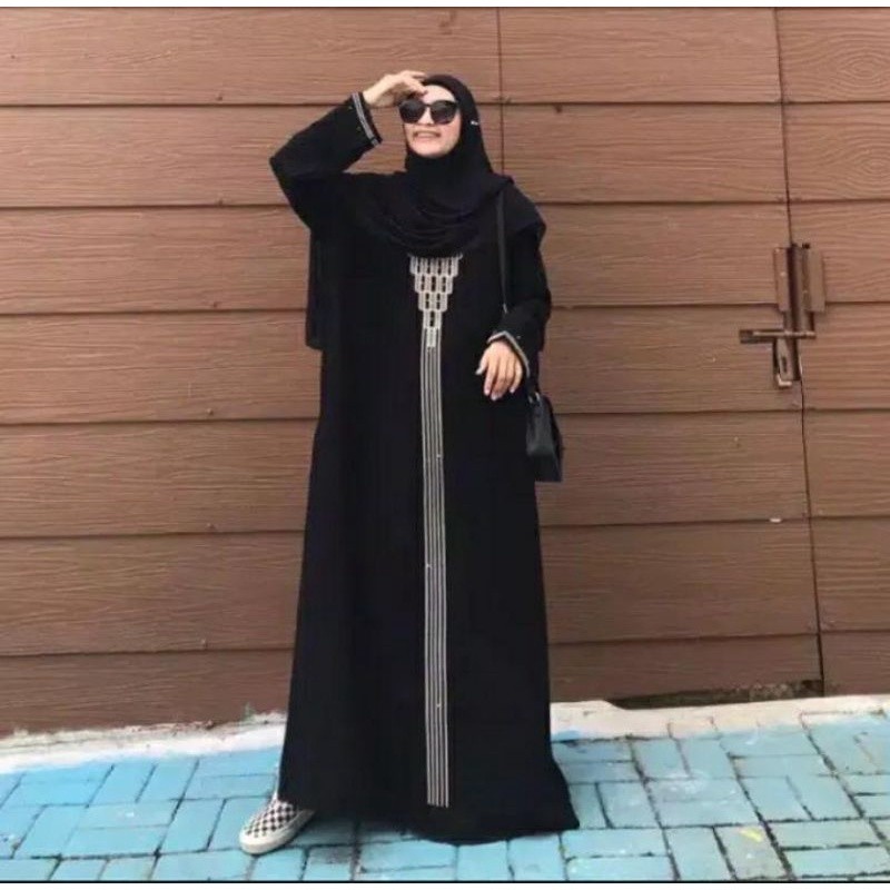 Terlaris Abaya Piramid Bordir Gamis Hitam Arab Saudi Bahan Jetblack Saudi Original Abaya