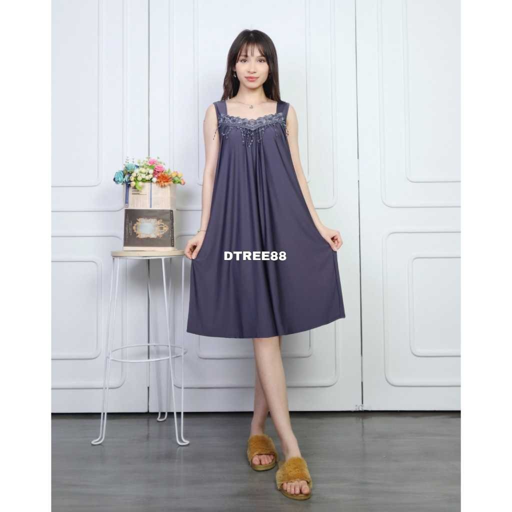 Awet Dtree . ( Premium Quality ) Elisa Dress Lingerie Jumbo Spandek Sutra / Dress Lingerie Renda