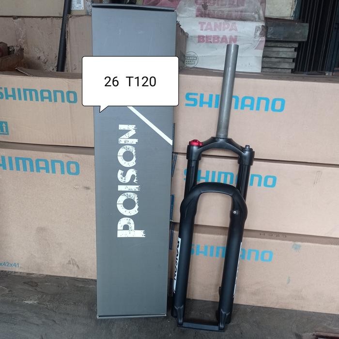 fork shockbreaker sepeda depan 26 mtb poison aloy travel 120