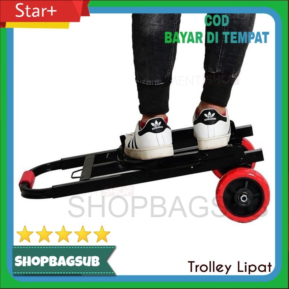 Troli Lipat Besi Trolley Tarik Dorong Aqua Galon Dorongan Pegangkut Barang Trolly Serbaguna