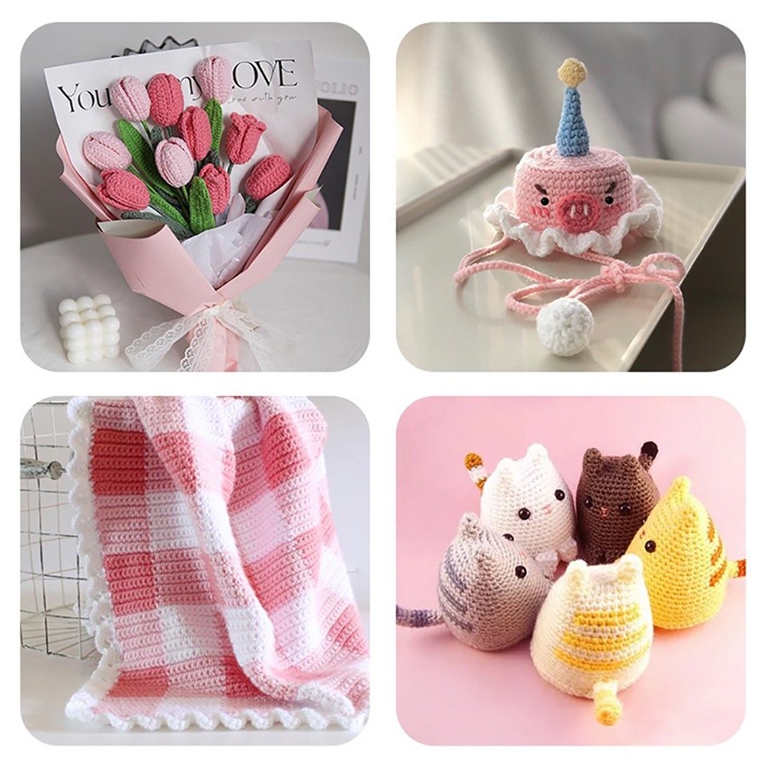 9Pcs Crochet Hook Set Ergonomic Hakpen Crochet Hook (Alat/Jarum Rajut) with Pink Case Knitting