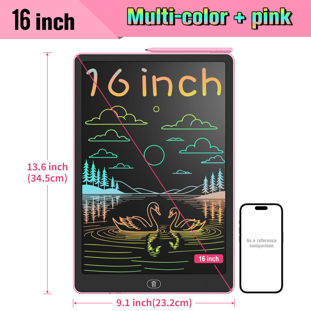 

16 Inch Lcd Writing Tablet, Large Electronic Drawing Board With Vibrant Colors, Erasable Screen,
