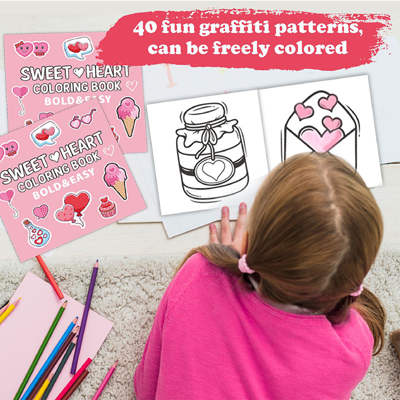

Children Sweet Heart Coloring Book Montessori Drawing Toys Food Fruit Color Markers Painting