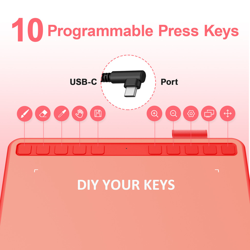 

Ugee S640 Drawing Tablet 6.3X4 Inch Digital Graphic Tablets 10 Shortcuts Design Art Pad For Android