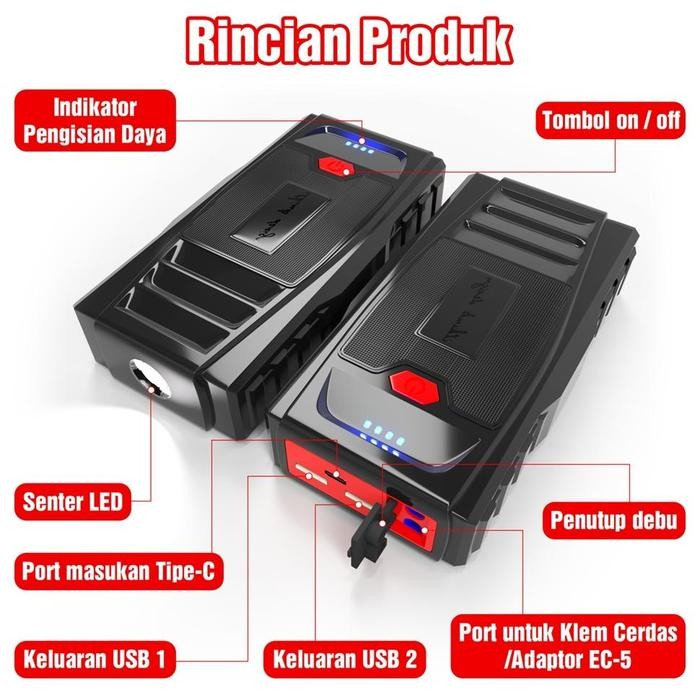 COD+24 Jam XTITAN Jumper Aki Mobil Dan Power Bank Portable Mobil Pompa Ban Powerbank Charger USB