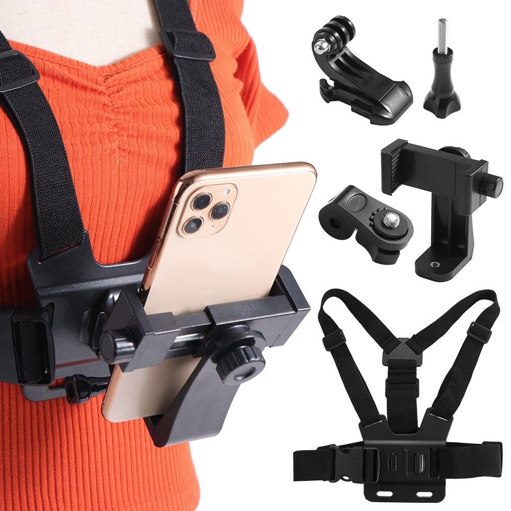 Adjustable Phone Chest Harness Holder Strong Stability Rotating Mobile Phone Chest Strap Mount Easy 