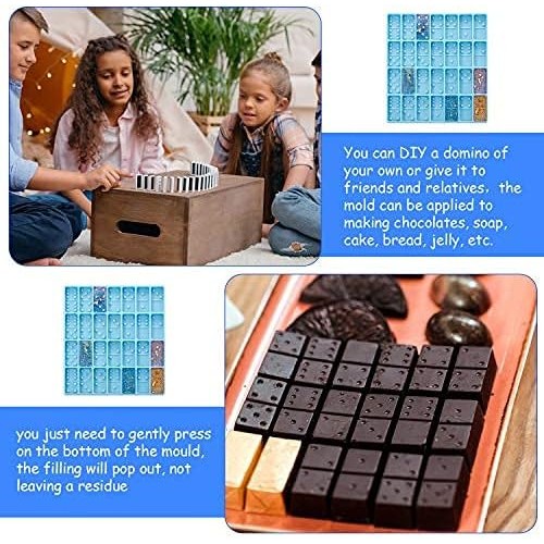 Mirosie Domino Mold For Epoxy Resin Candy Molds Clay Dominoes 28 Cavities Silicone Pendant Cake