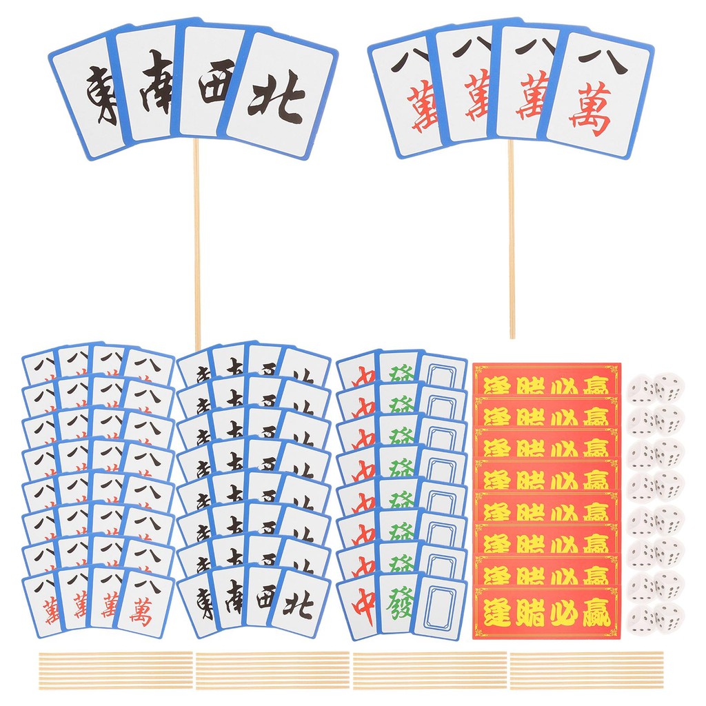 80Pcs Mahjong Decorations Birthday Cake Toppers Party Favors Wedding Picks Domino Holiday Cake Picks