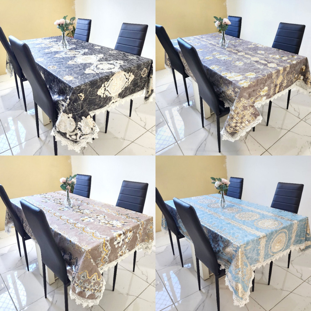 Taplak Meja Makan Renda Katun Elegant Berkualitas LAYER / Taplak Anti Panas / Taplak Anti Air /