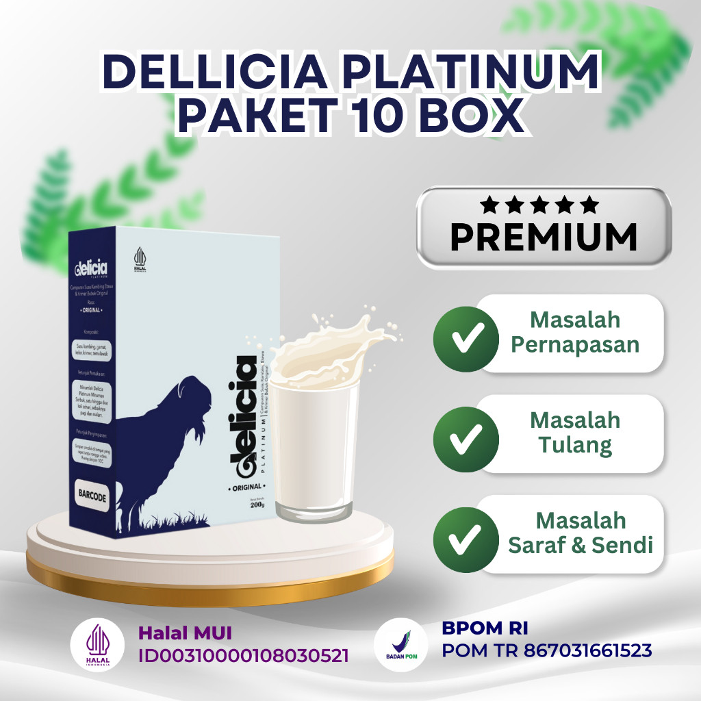

DELLICIA PLATINUM - SUSU REMPAH KAMBING ETAWA ORIGINAL BUBUK 200 GRAM 10 BOX 100% ORIGINAL