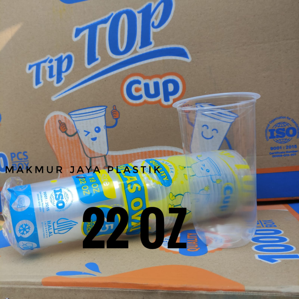 Benteng Onderdil Gelas Plastik Bening Cup Minuman 22 Oz Slim Isi 25 Pc