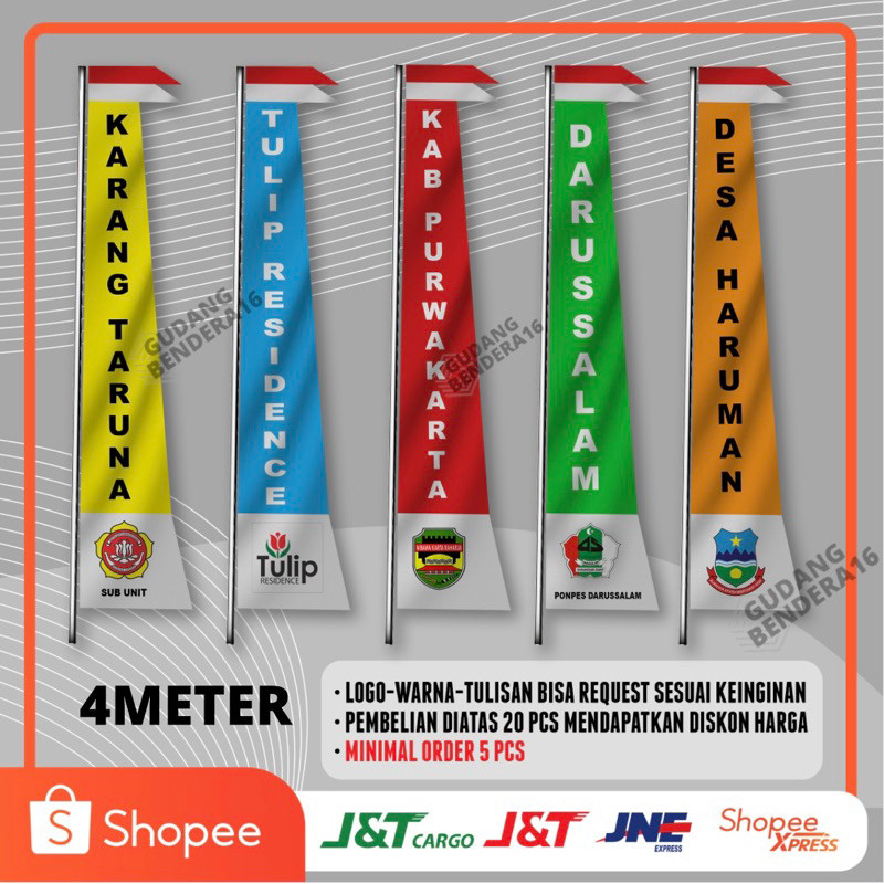 Umbul Umbul Custom 4 Meter Bahan Peles Kahatex