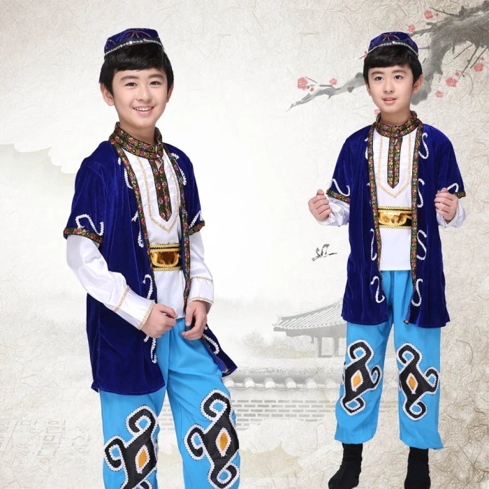 6 PCS Children Tibetan Dance Costume Chinese National Dancing Costume