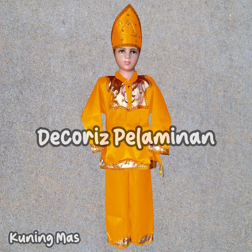 Baju Adat Minang Anak Laki Laki [GOLD] / Baju Adat Padang / Baju Tari Minang / Baju Karnaval