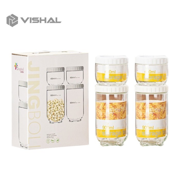 4 IN 1 TOPLES KACA SET CANISTER - TOPLES SATUAN / SEAL SNACK JAR