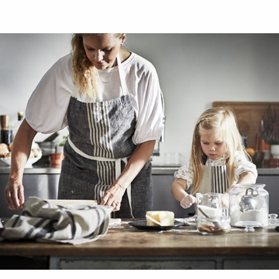 Ori Celemek Masak Anak Mth Baju Masak Dapur Anak Motif Garis_Krem