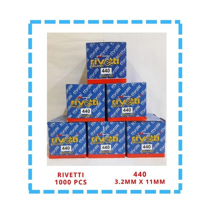 Tuklex- 1 Kotak Paku Rivet Merk Rivetti 440 Ukuran 3.2mm X 11mm Isi 1000 Pcs