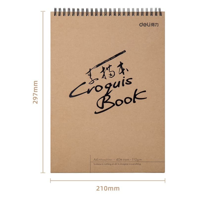 

[READY] Deli 73357 sketch book hard cover A4 40 lembar, buka vertikal atau diputar