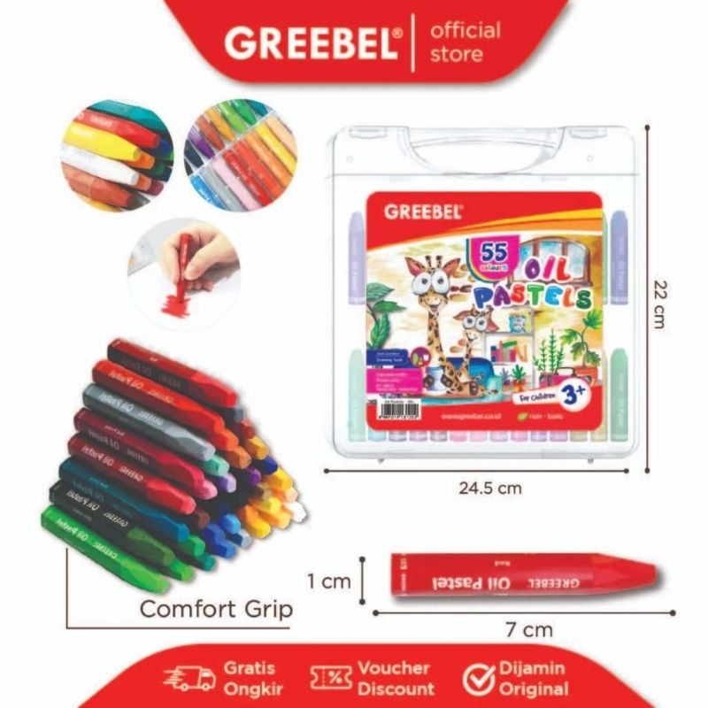

[READY] GREEBEL Crayon 55 warna / Oil Pastel Greebel 55 Warna