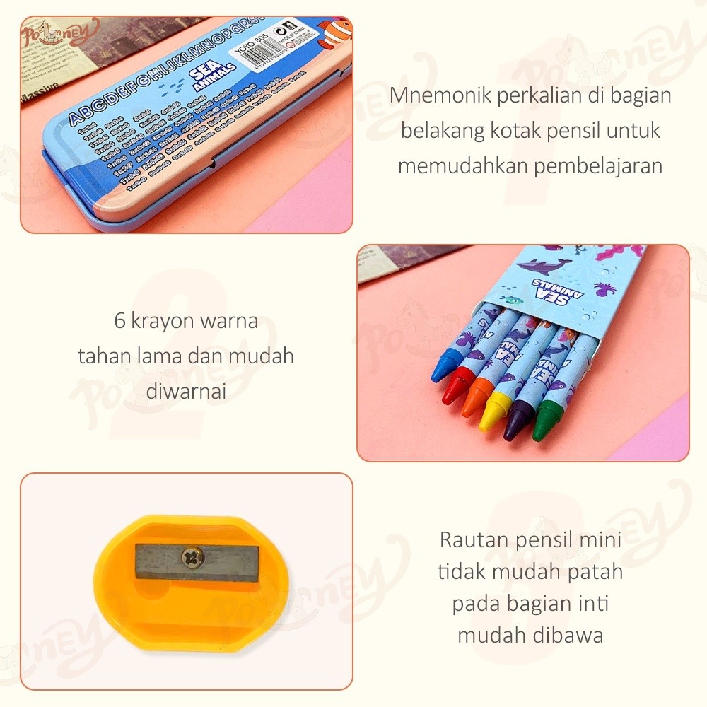 

JH8 Poney Kotak pensil anak set Stationery untuk hadiah anak Sekolah kotak pensil karakter Alat
