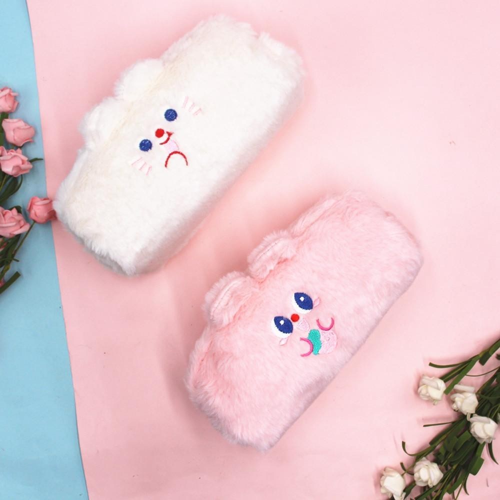 

JH8 CODTempat Kotak Pensil Kartun Bulu Soft Cute Tas Pensil Kosmetik Kecil Beruang Lucu Pencil Case