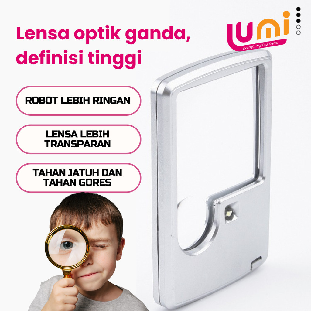 

JH8 Kaca Pembesar LED 4B-3 Kartu Nama Lensa Optik Akrilik Portabel Kartu Lampu Led Persegi Panjang