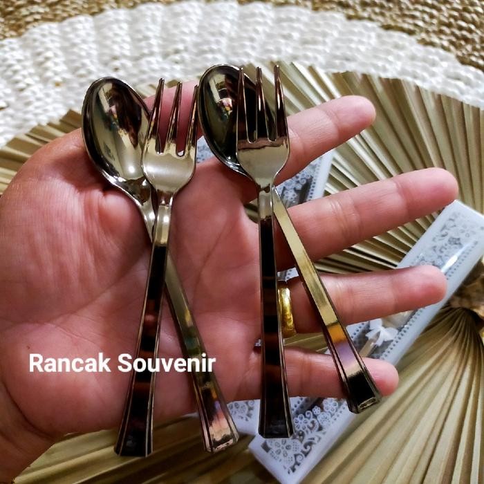 Isi 100 Pcs Souvenir Sendok Puding Silver Kemas Mika Motif Souvenir Pernikahan Ulang Tahun Anak-Anak