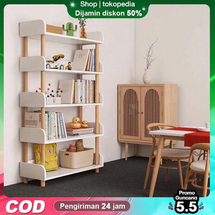 [AK]Rak Buku Minimalis kayu Ruang Belajar/Lemari Buku Minimalis/Serbaguna 5 Susun Lemari Rak Buku
