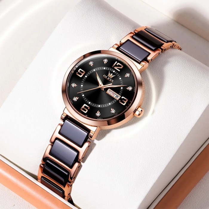 OLEVS New Ceramics Watchstrap Watch For Women Luxury Business