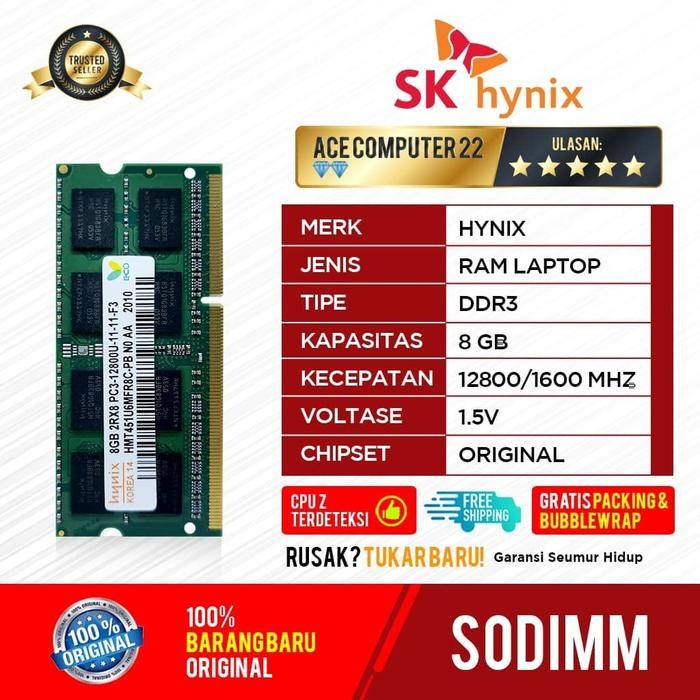 Ram Hynix Sodimm Ddr3 8Gb Non L Pc 12800 / 1600Mhz