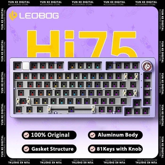 LEOBOG Hi75 Wirled Hot-Swap RGB Mechanical Keyboard Kit Gasket Custom