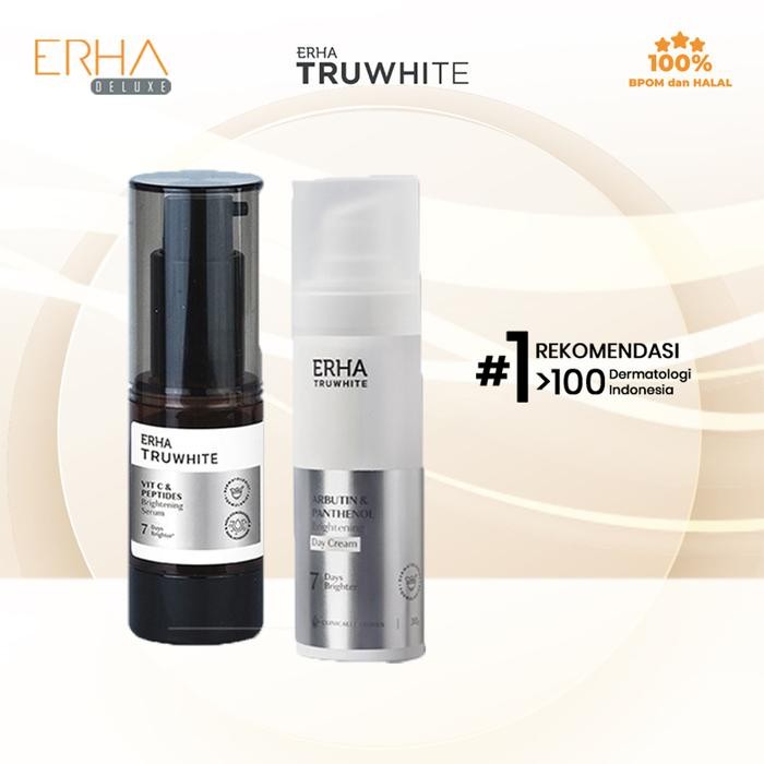 Erha Paket Pemutih Wajah 2 Pcs - Truwhite Brightening Day Cream + Brightening C Serum