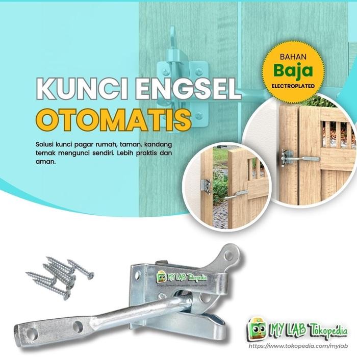 Fixco- Grendel Slot Kunci Pintu Pagar Taman Otomatis Bahan Baja Electroplated