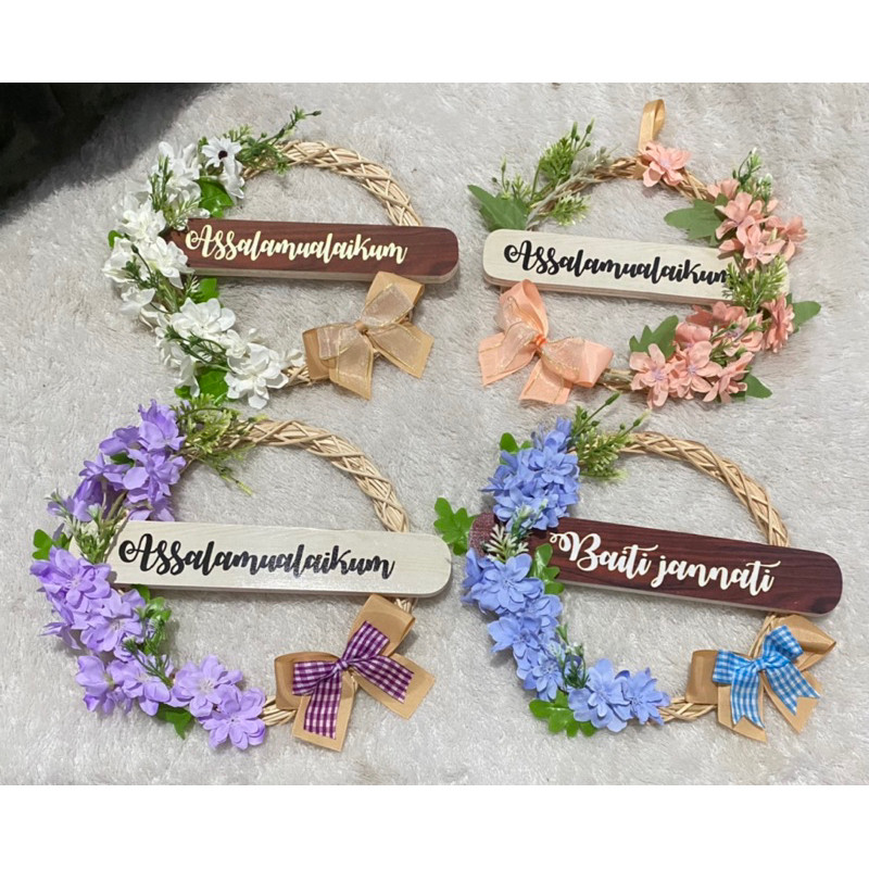 Hiasan Pintu Lebaran Hiasan dinding Ring akar rotan bahan premium