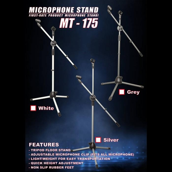 Stand Mic Berdiri Lantai Warna PUTIH, SILVER, GREY - Tiang Mic Berdiri
