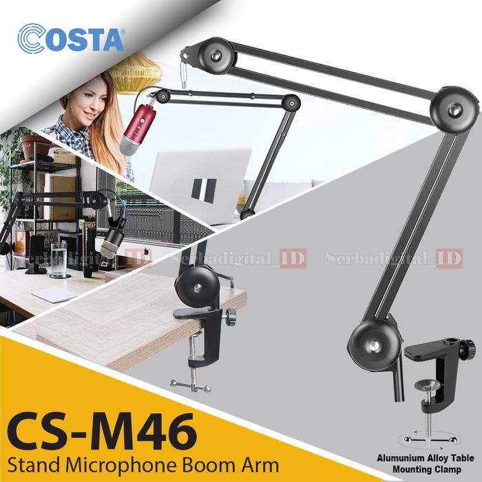 Costa CS-M46 Stand Microphone Boom Arm Stand Mic Heavy Duty Adjustable