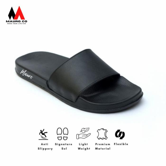 SANDAL SLIDE PRIA SANDAL SELOP BASIC POLOS HITAM UPPER LOCK SYSTEM