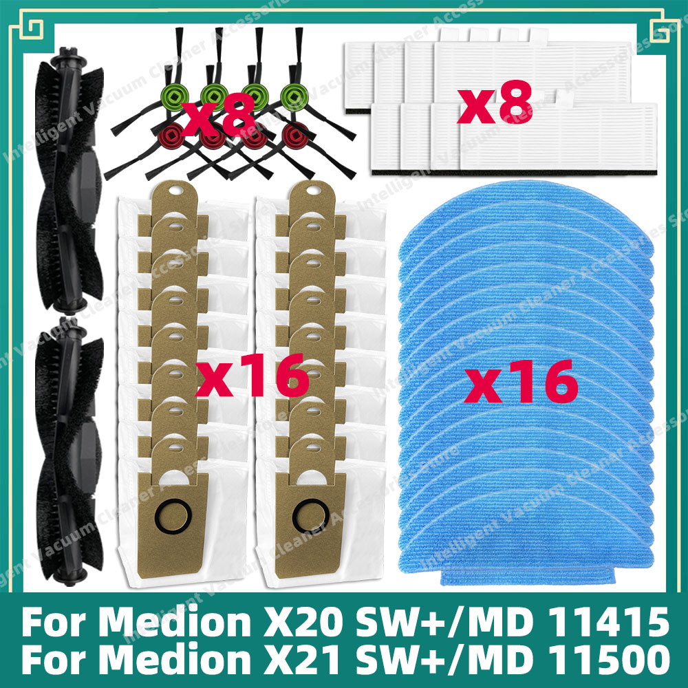 Fit For Medion X20 Sw+ / Md 11415, Medion X21 Sw+ / Md 11500 Vacuum Parts Main Roller Side Brush