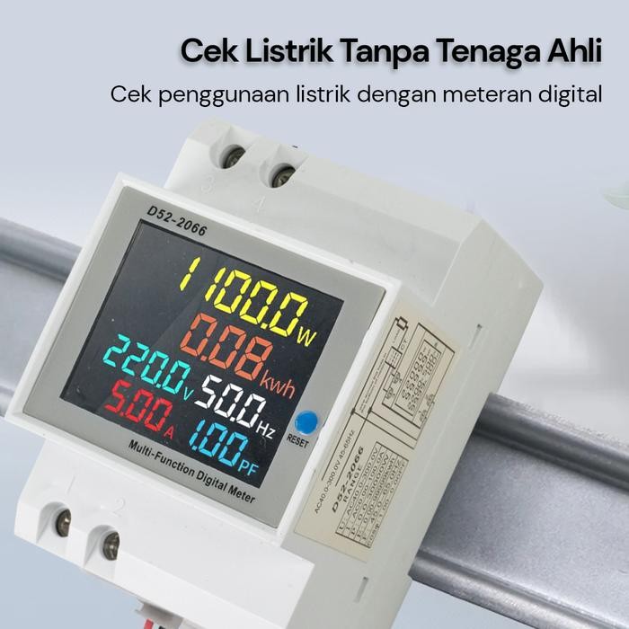 Top Mcb Meteran Listrik Digital Display Din Rail Single Phase 300V -