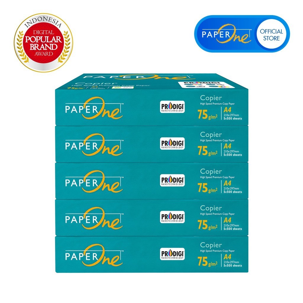 

PaperOne Kertas A4 75gr Copier 1 Box (2 lembar) Kertas HVS A4 Kertas Fotocopy