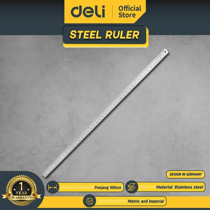 

Ready JT Deli Penggaris Besi 100 Cm / Steel Ruler Garisan 100 Cm EDL8100Y
