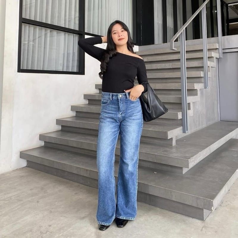 best deals heyze - highwaist buggy jeans hangover wanita - celana kulot jeans loosepant gombrong